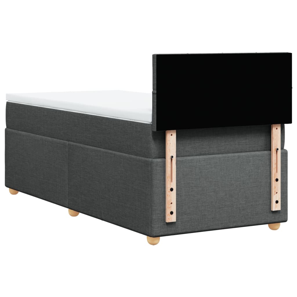 vidaXL Κρεβάτι Boxspring με Στρώμα Σκούρο Γκρι 90x190 εκ. Υφασμάτινο