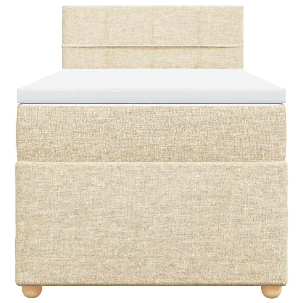 vidaXL Κρεβάτι Boxspring με Στρώμα Κρεμ 90x190 εκ.Υφασμάτινο