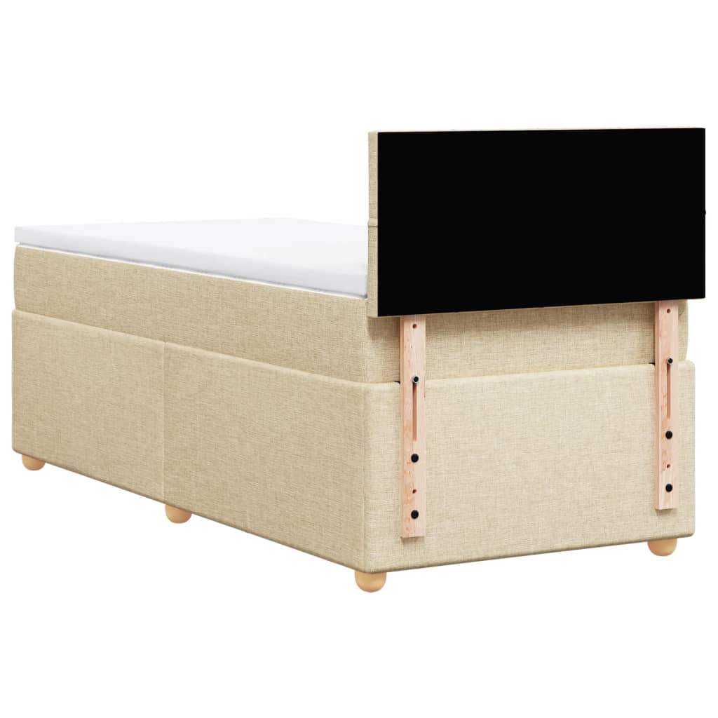 vidaXL Κρεβάτι Boxspring με Στρώμα Κρεμ 90x190 εκ.Υφασμάτινο