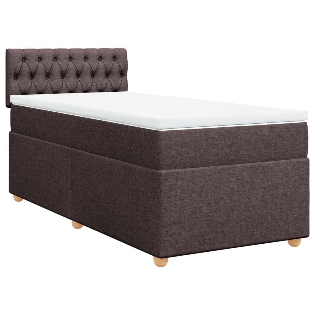 vidaXL Κρεβάτι Boxspring με Στρώμα Σκούρο Καφέ 90x190 εκ. Υφασμάτινο