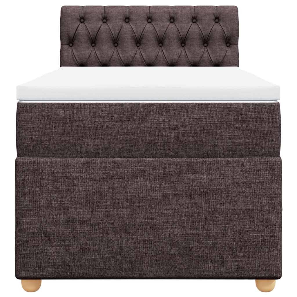 vidaXL Κρεβάτι Boxspring με Στρώμα Σκούρο Καφέ 90x190 εκ. Υφασμάτινο