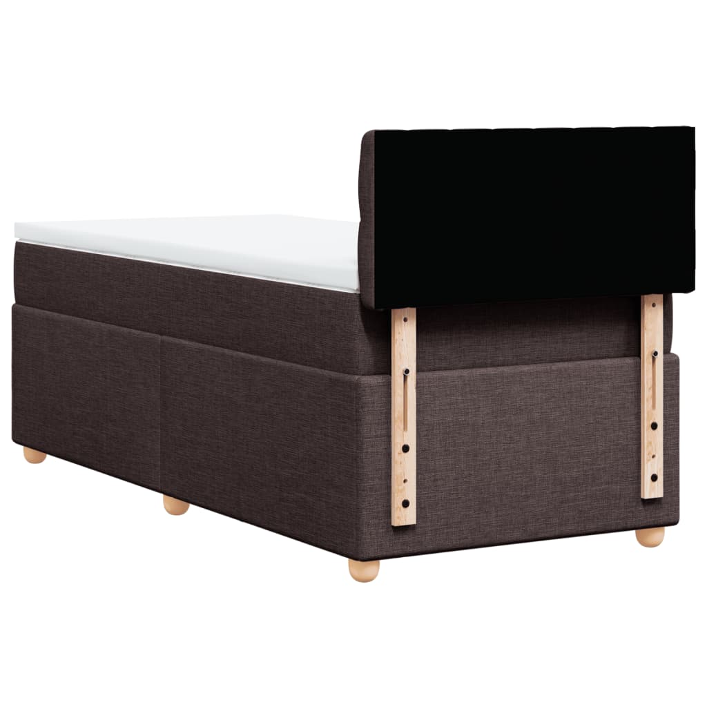 vidaXL Κρεβάτι Boxspring με Στρώμα Σκούρο Καφέ 90x190 εκ. Υφασμάτινο