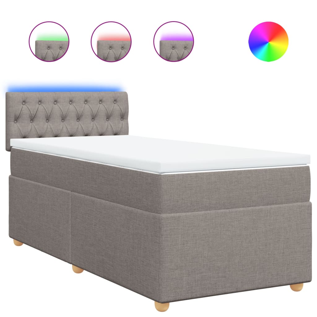 vidaXL Κρεβάτι Boxspring με Στρώμα Taupe 90x190 εκ.Υφασμάτινο