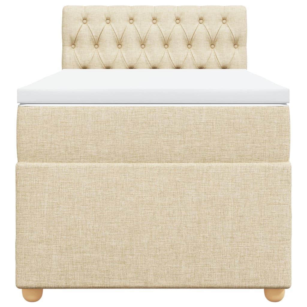 vidaXL Κρεβάτι Boxspring με Στρώμα Κρεμ 90x190 εκ.Υφασμάτινο