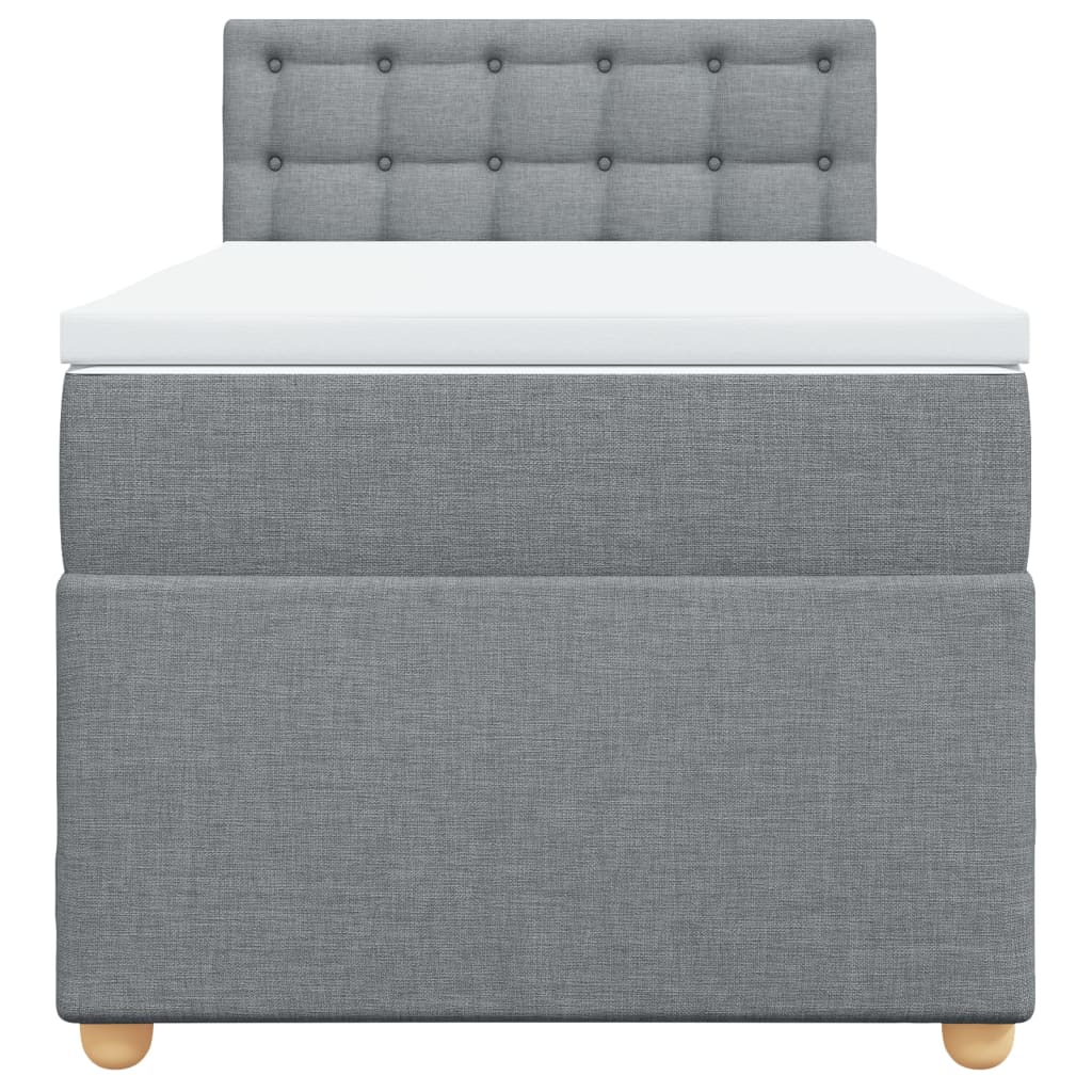vidaXL Κρεβάτι Boxspring με Στρώμα Ανοιχτό Γκρι 90x190 εκ. Υφασμάτινο