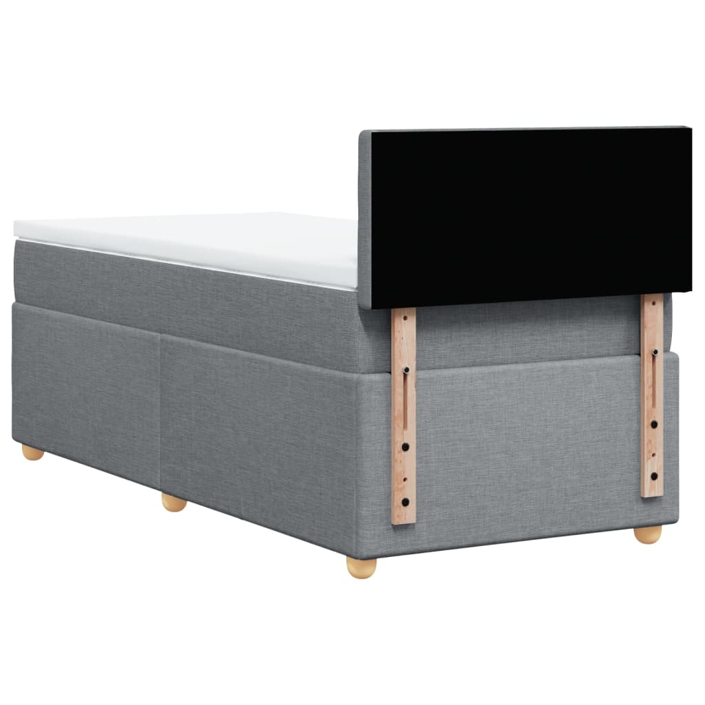 vidaXL Κρεβάτι Boxspring με Στρώμα Ανοιχτό Γκρι 90x190 εκ. Υφασμάτινο