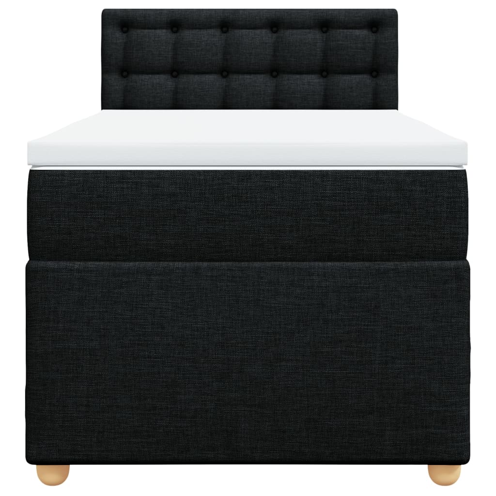 vidaXL Κρεβάτι Boxspring με Στρώμα Μαύρο 90x190 εκ.Υφασμάτινο
