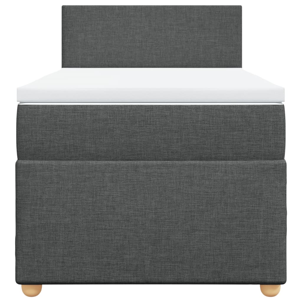 vidaXL Κρεβάτι Boxspring με Στρώμα Σκούρο Γκρι 90x200 εκ. Υφασμάτινο