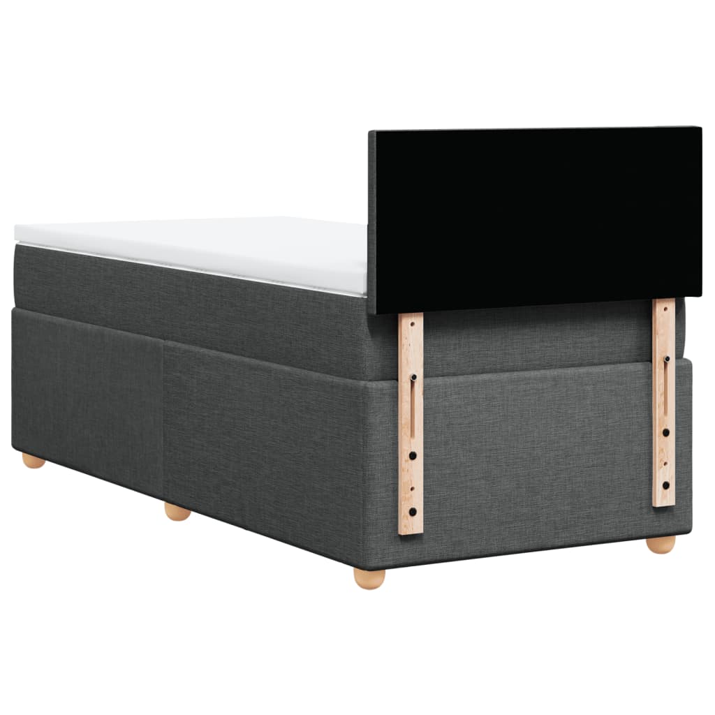 vidaXL Κρεβάτι Boxspring με Στρώμα Σκούρο Γκρι 90x200 εκ. Υφασμάτινο