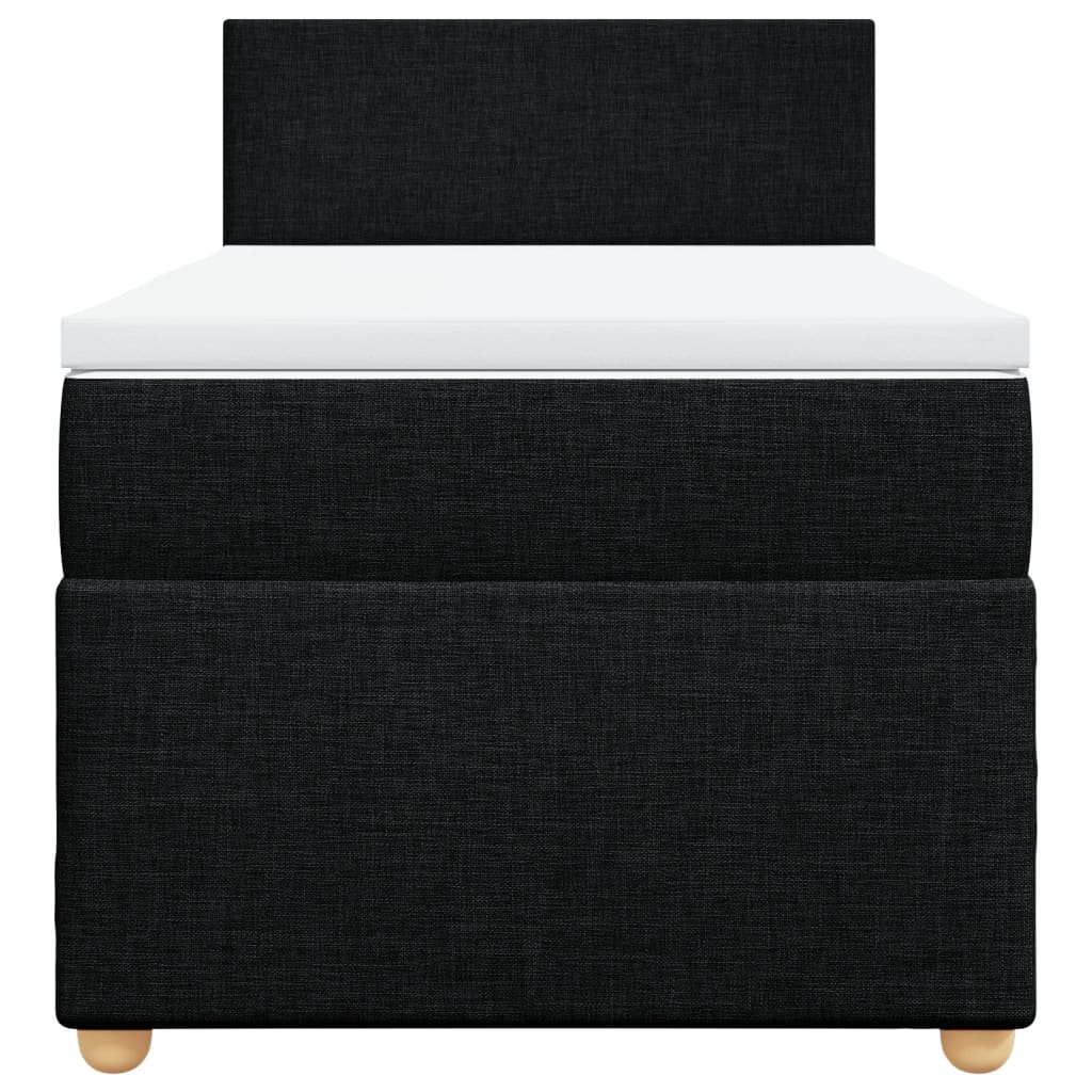 vidaXL Κρεβάτι Boxspring με Στρώμα Μαύρο 90x200 εκ. Υφασμάτινο