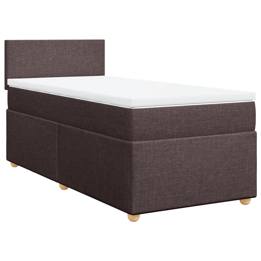 vidaXL Κρεβάτι Boxspring με Στρώμα Σκούρο Καφέ 90x200 εκ. Υφασμάτινο