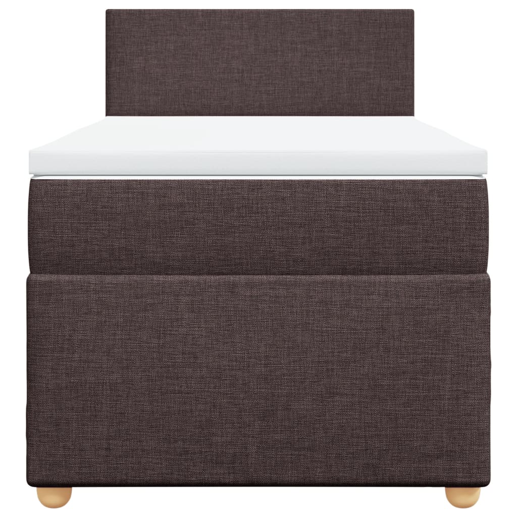 vidaXL Κρεβάτι Boxspring με Στρώμα Σκούρο Καφέ 90x200 εκ. Υφασμάτινο