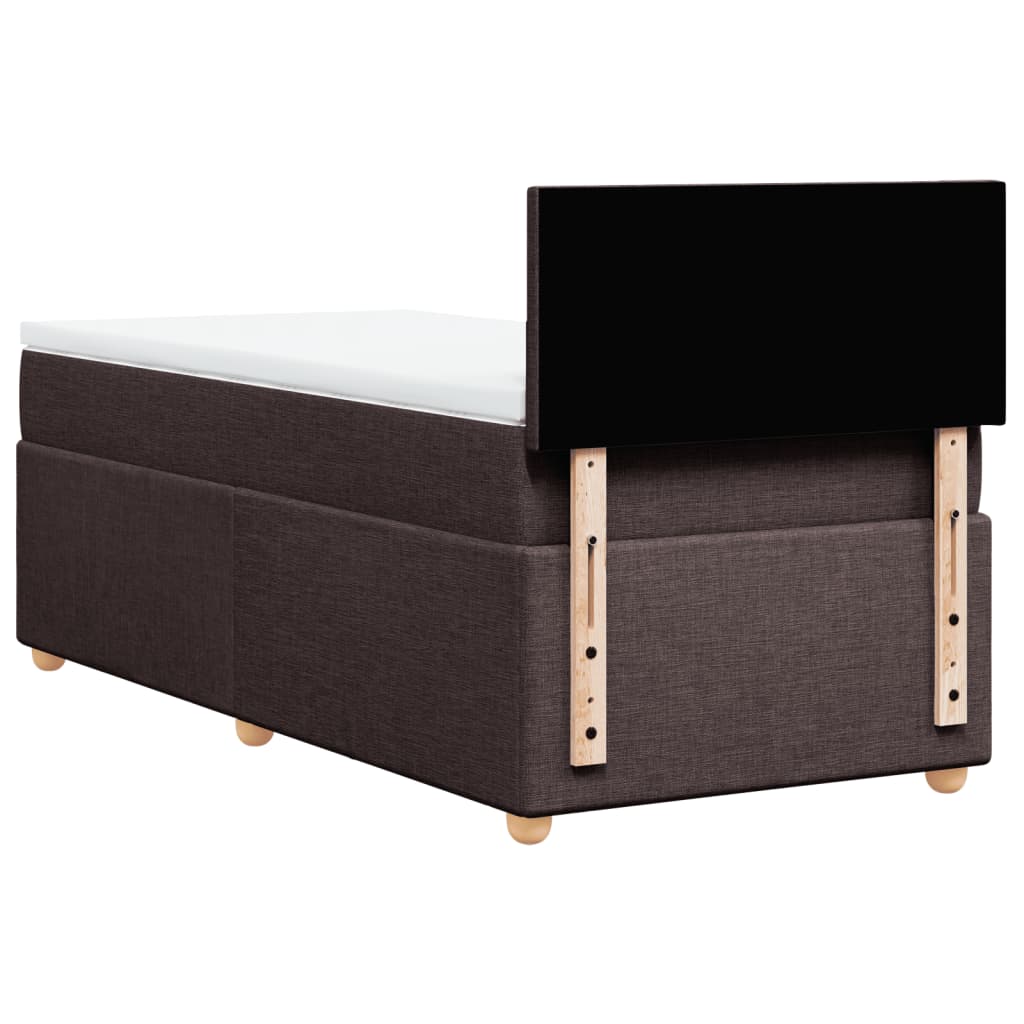 vidaXL Κρεβάτι Boxspring με Στρώμα Σκούρο Καφέ 90x200 εκ. Υφασμάτινο