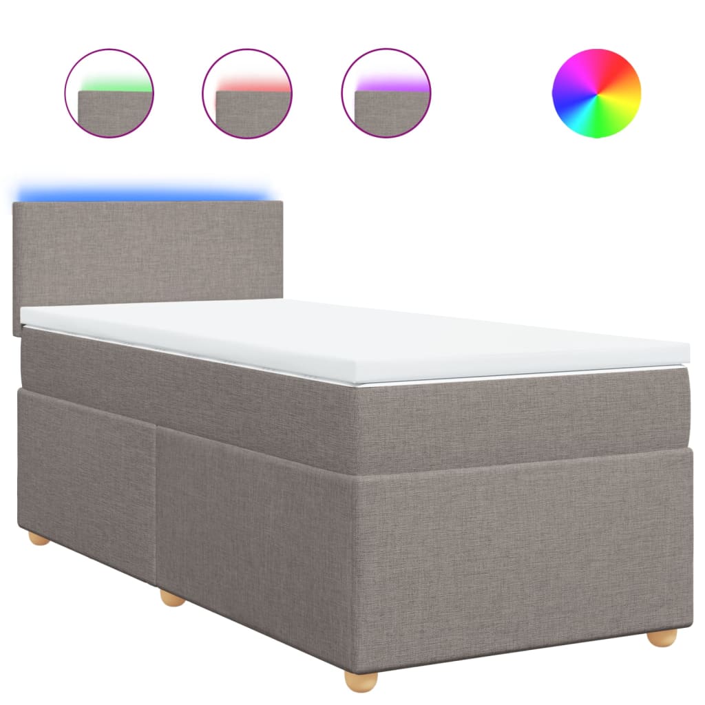 vidaXL Κρεβάτι Boxspring με Στρώμα Taupe 90x200 εκ. Υφασμάτινο