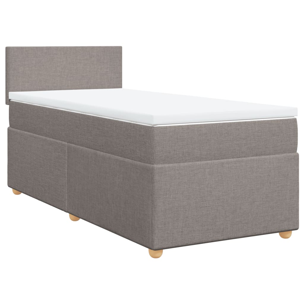 vidaXL Κρεβάτι Boxspring με Στρώμα Taupe 90x200 εκ. Υφασμάτινο
