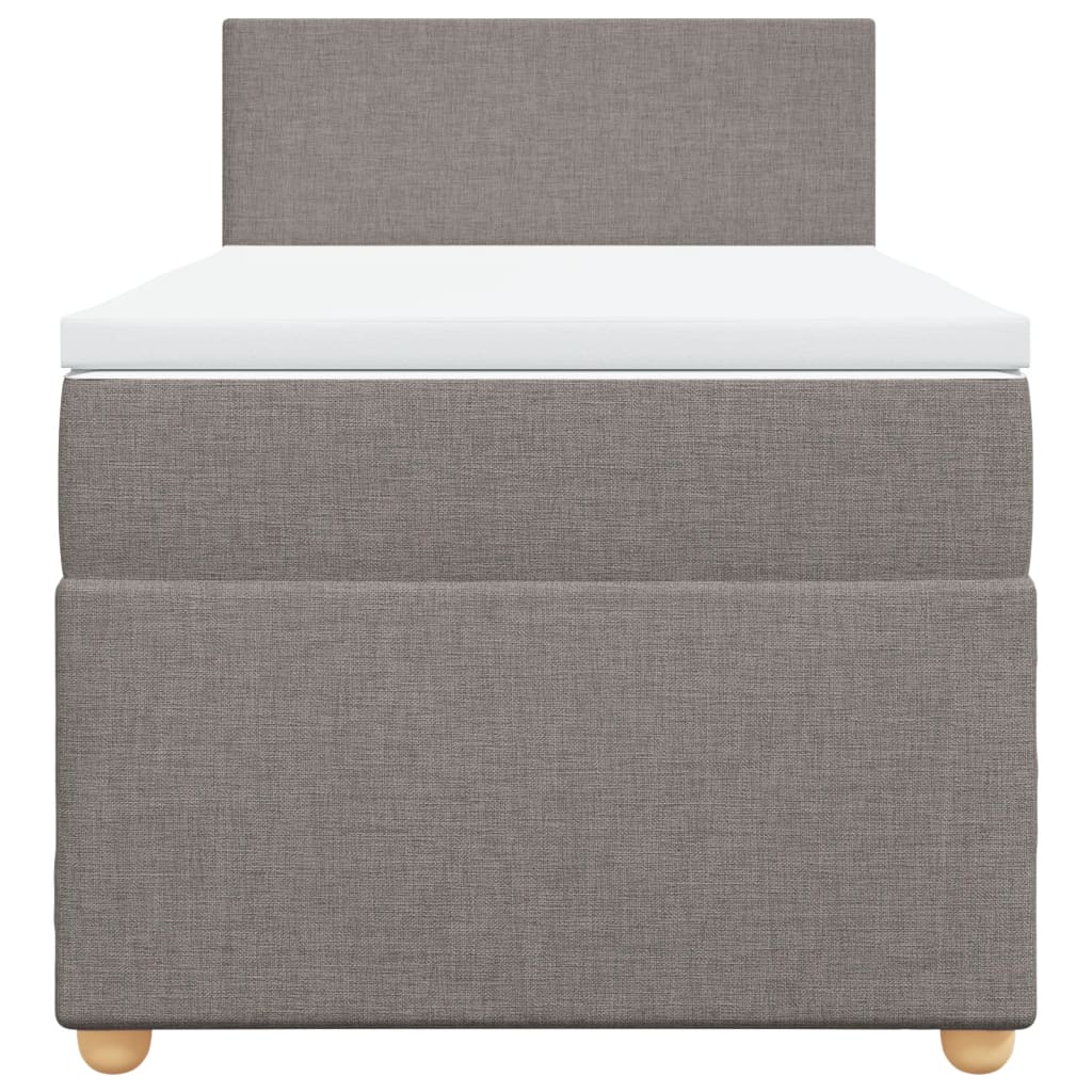 vidaXL Κρεβάτι Boxspring με Στρώμα Taupe 90x200 εκ. Υφασμάτινο