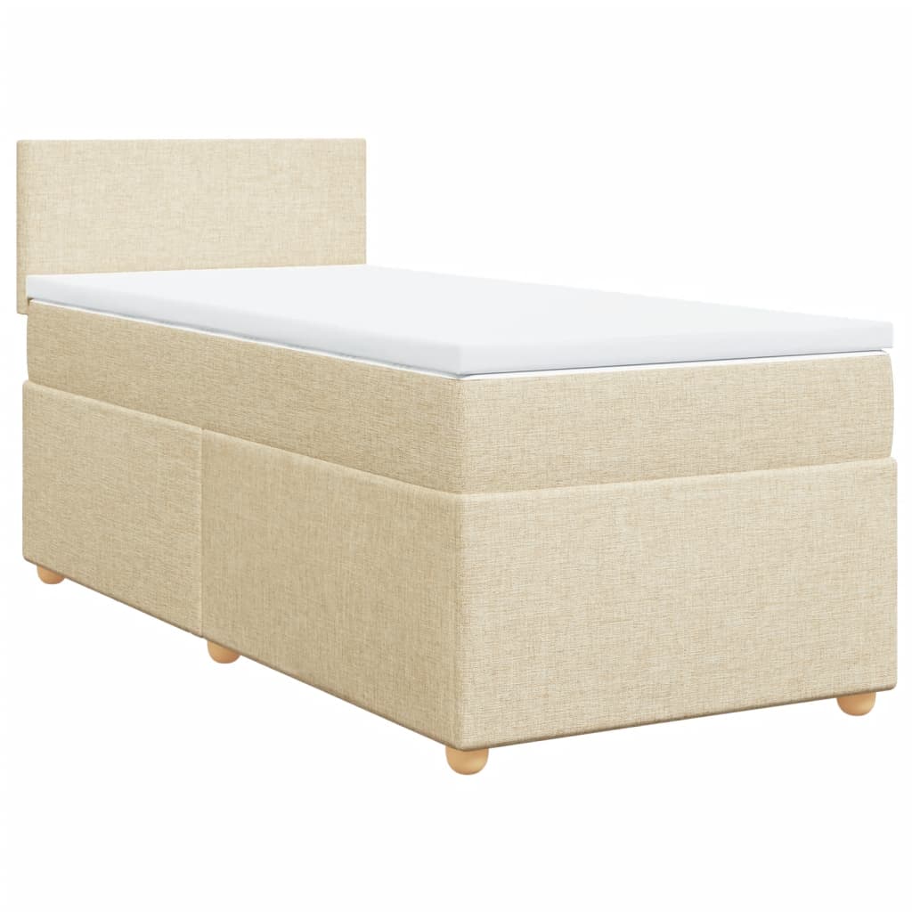 vidaXL Κρεβάτι Boxspring με Στρώμα Κρεμ 90x200 εκ.Υφασμάτινο