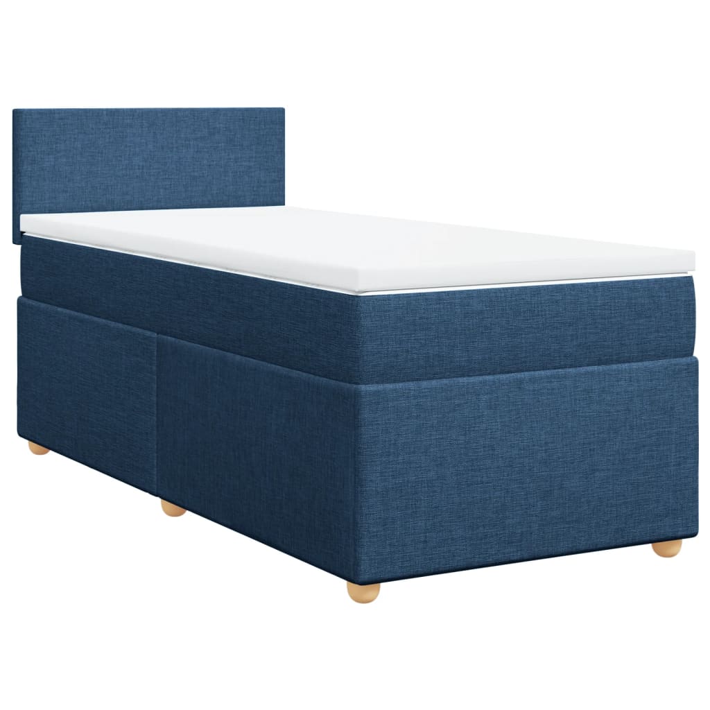vidaXL Κρεβάτι Boxspring με Στρώμα Μπλε 90x200 εκ.Υφασμάτινο