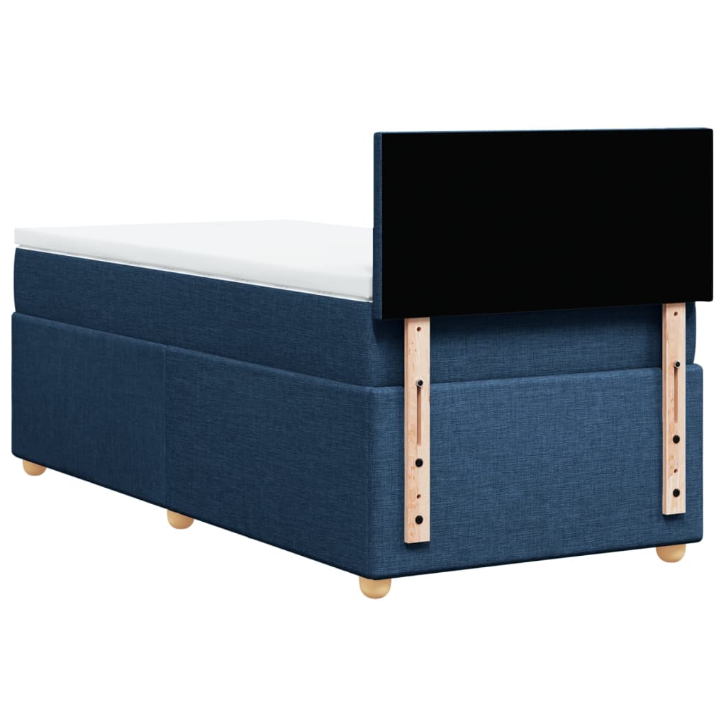 vidaXL Κρεβάτι Boxspring με Στρώμα Μπλε 90x200 εκ.Υφασμάτινο