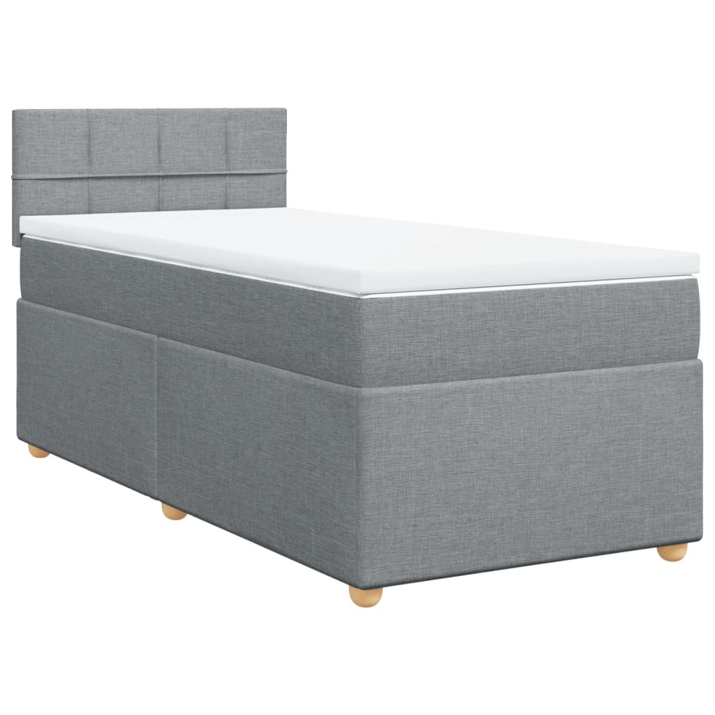 vidaXL Κρεβάτι Boxspring με Στρώμα Ανοιχτό Γκρι 90x200 εκ. Υφασμάτινο