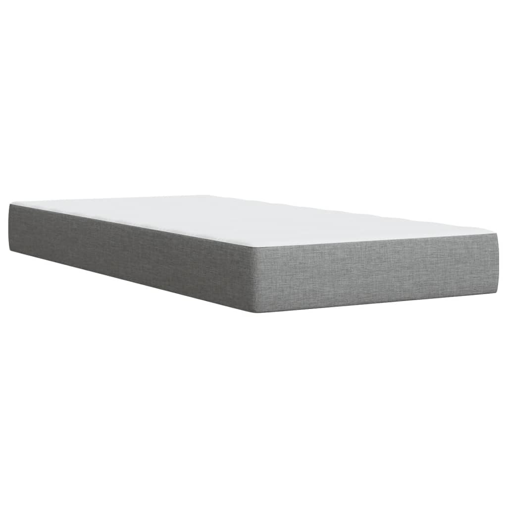 vidaXL Κρεβάτι Boxspring με Στρώμα Ανοιχτό Γκρι 90x200 εκ. Υφασμάτινο