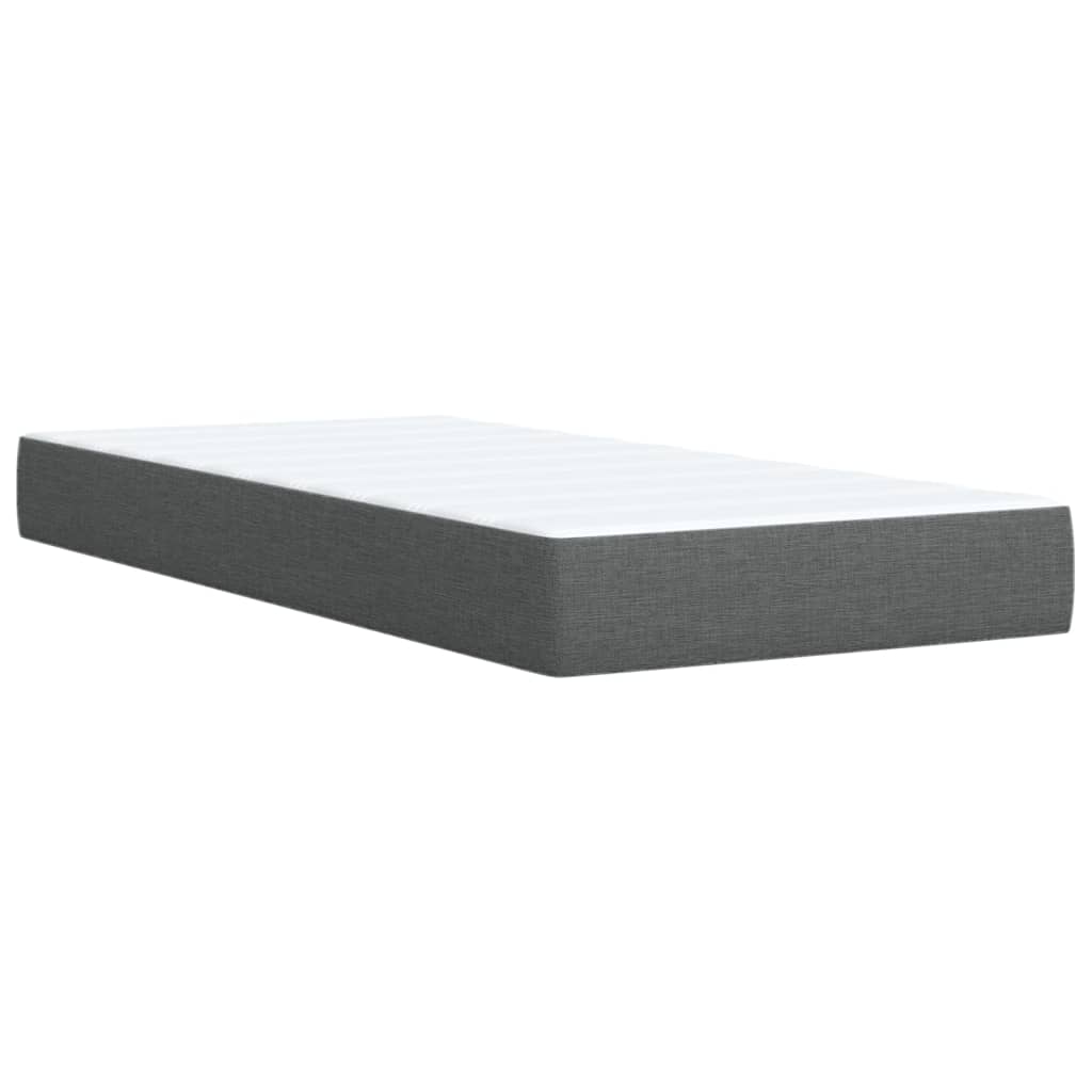 vidaXL Κρεβάτι Boxspring με Στρώμα Σκούρο Γκρι 90x200 εκ. Υφασμάτινο
