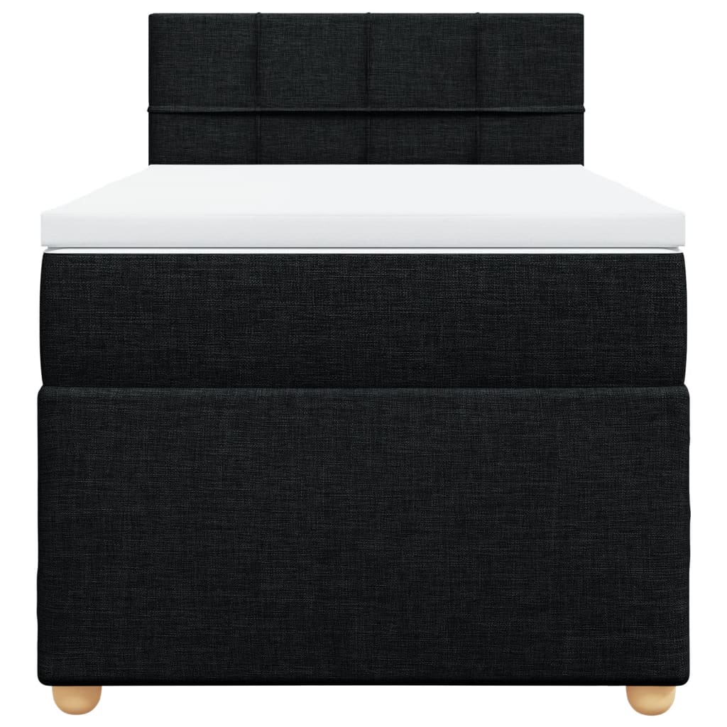 vidaXL Κρεβάτι Boxspring με Στρώμα Μαύρο 90x200 εκ. Υφασμάτινο