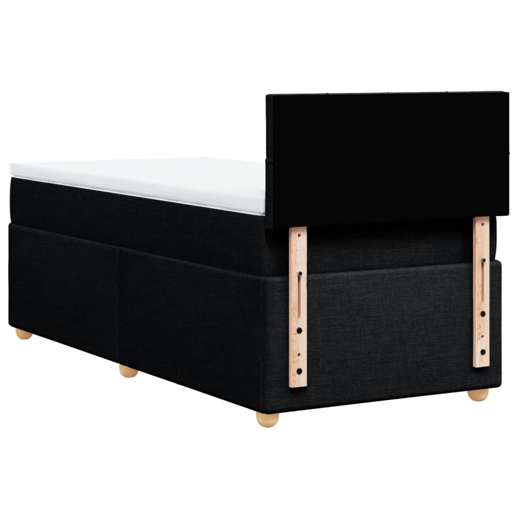 vidaXL Κρεβάτι Boxspring με Στρώμα Μαύρο 90x200 εκ. Υφασμάτινο