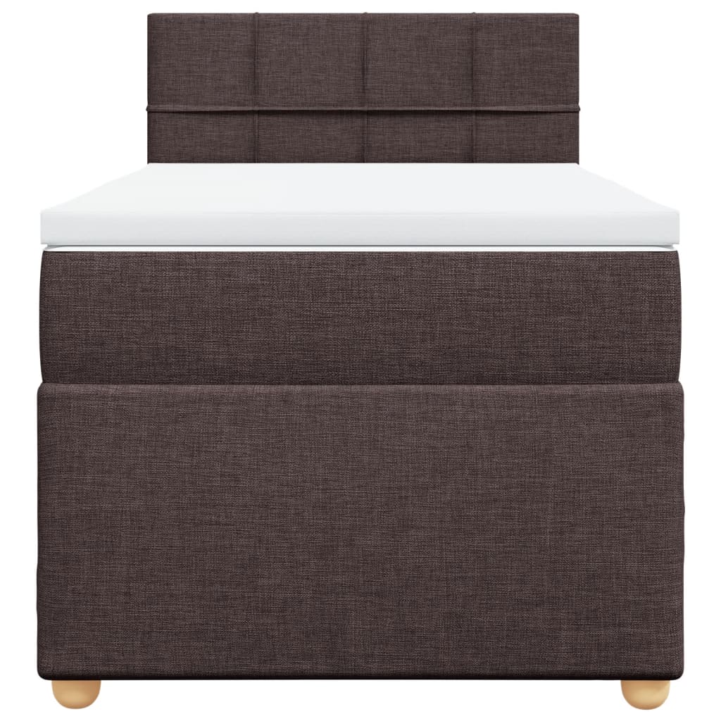 vidaXL Κρεβάτι Boxspring με Στρώμα Σκούρο Καφέ 90x200 εκ. Υφασμάτινο