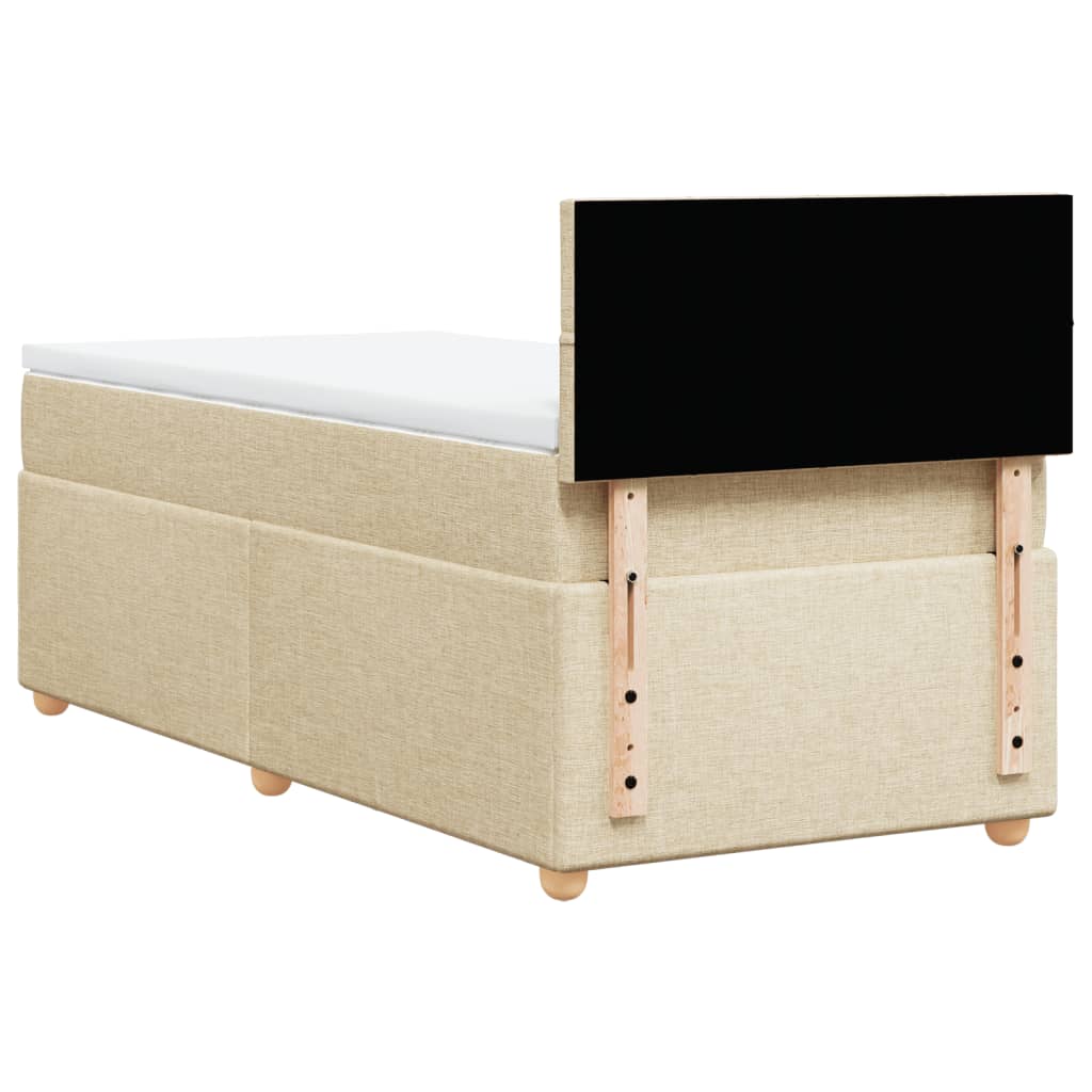 vidaXL Κρεβάτι Boxspring με Στρώμα Κρεμ 90x200 εκ.Υφασμάτινο