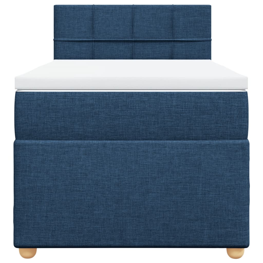 vidaXL Κρεβάτι Boxspring με Στρώμα Μπλε 90x200 εκ.Υφασμάτινο