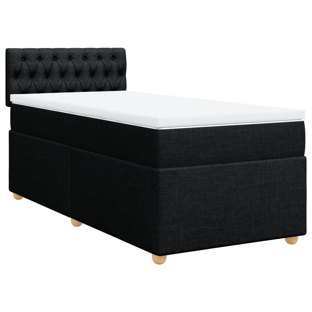 vidaXL Κρεβάτι Boxspring με Στρώμα Μαύρο 90x200 εκ. Υφασμάτινο
