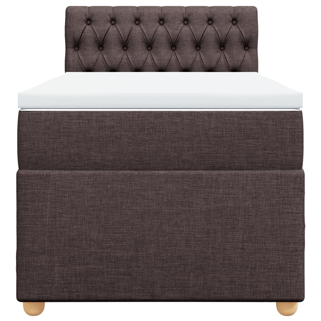 vidaXL Κρεβάτι Boxspring με Στρώμα Σκούρο Καφέ 90x200 εκ. Υφασμάτινο