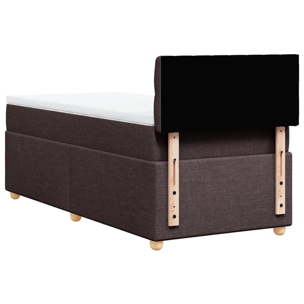 vidaXL Κρεβάτι Boxspring με Στρώμα Σκούρο Καφέ 90x200 εκ. Υφασμάτινο
