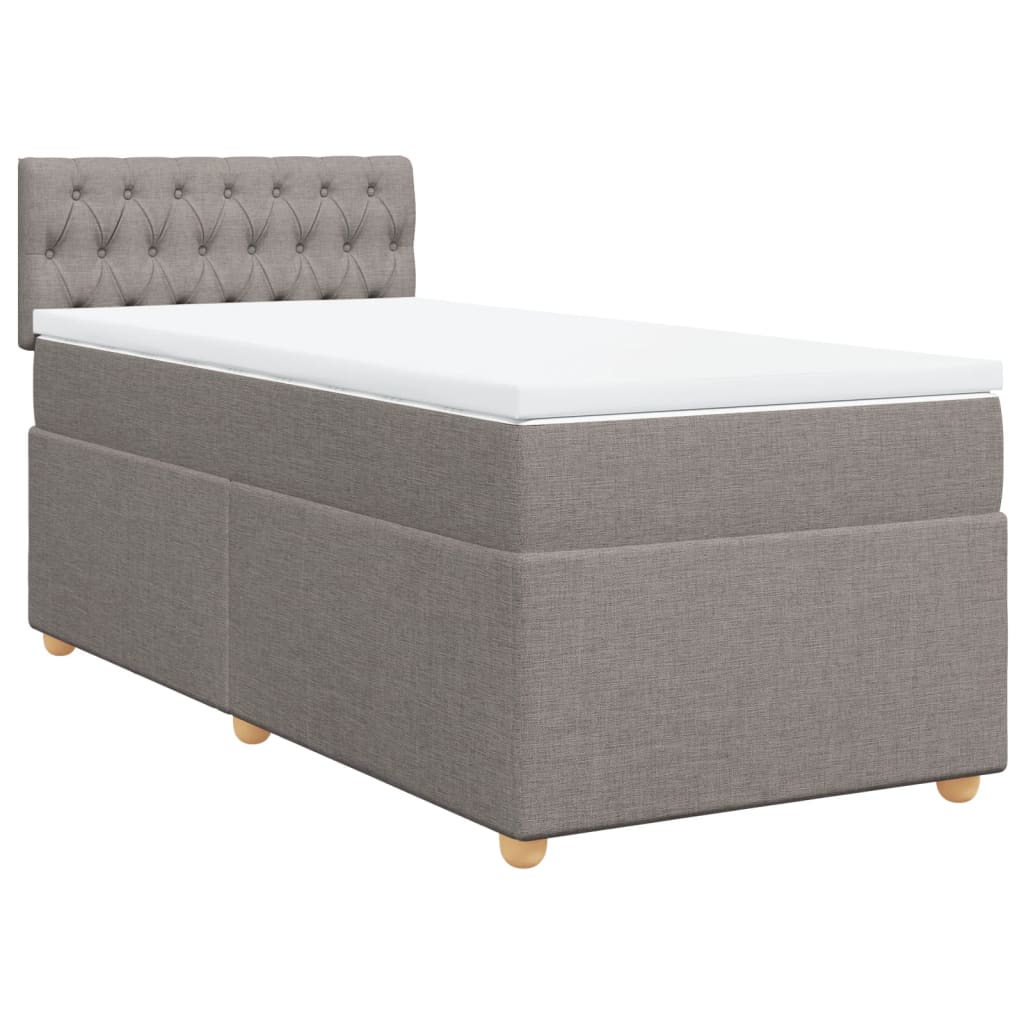 vidaXL Κρεβάτι Boxspring με Στρώμα Taupe 90x200 εκ. Υφασμάτινο