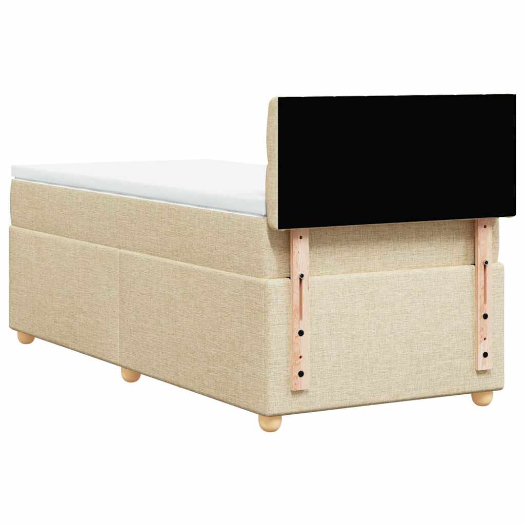 vidaXL Κρεβάτι Boxspring με Στρώμα Κρεμ 90x200 εκ.Υφασμάτινο