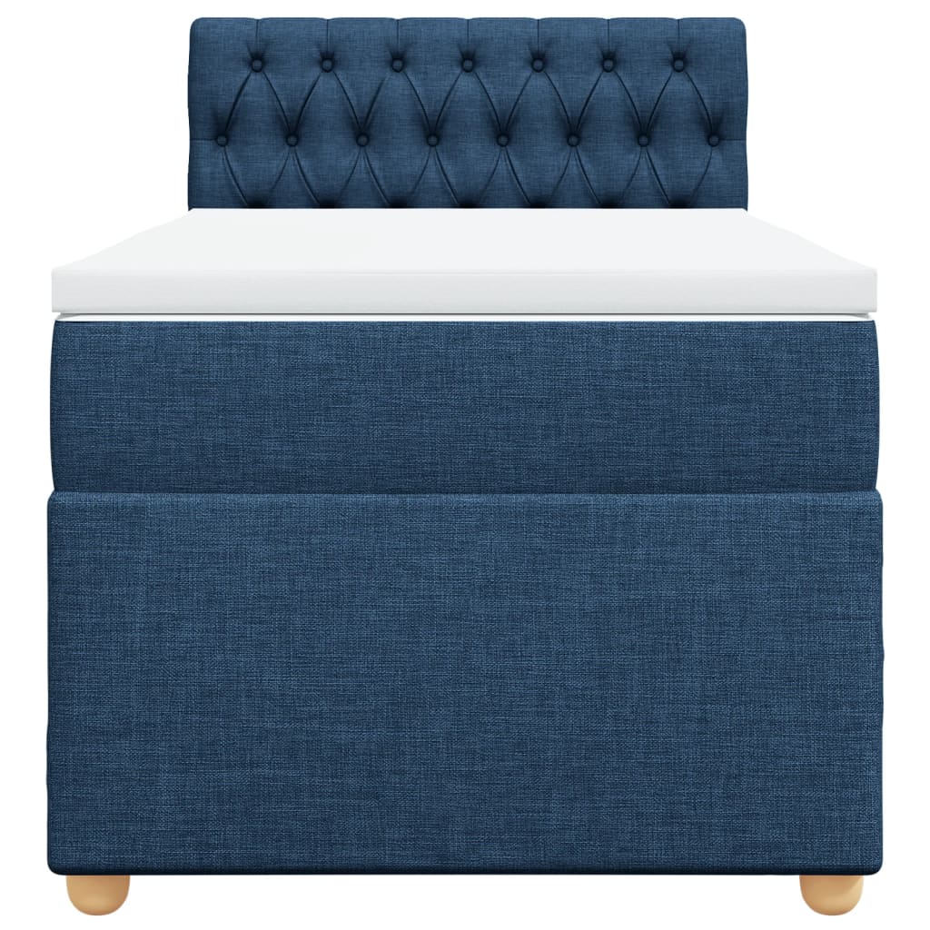 vidaXL Κρεβάτι Boxspring με Στρώμα Μπλε 90x200 εκ.Υφασμάτινο
