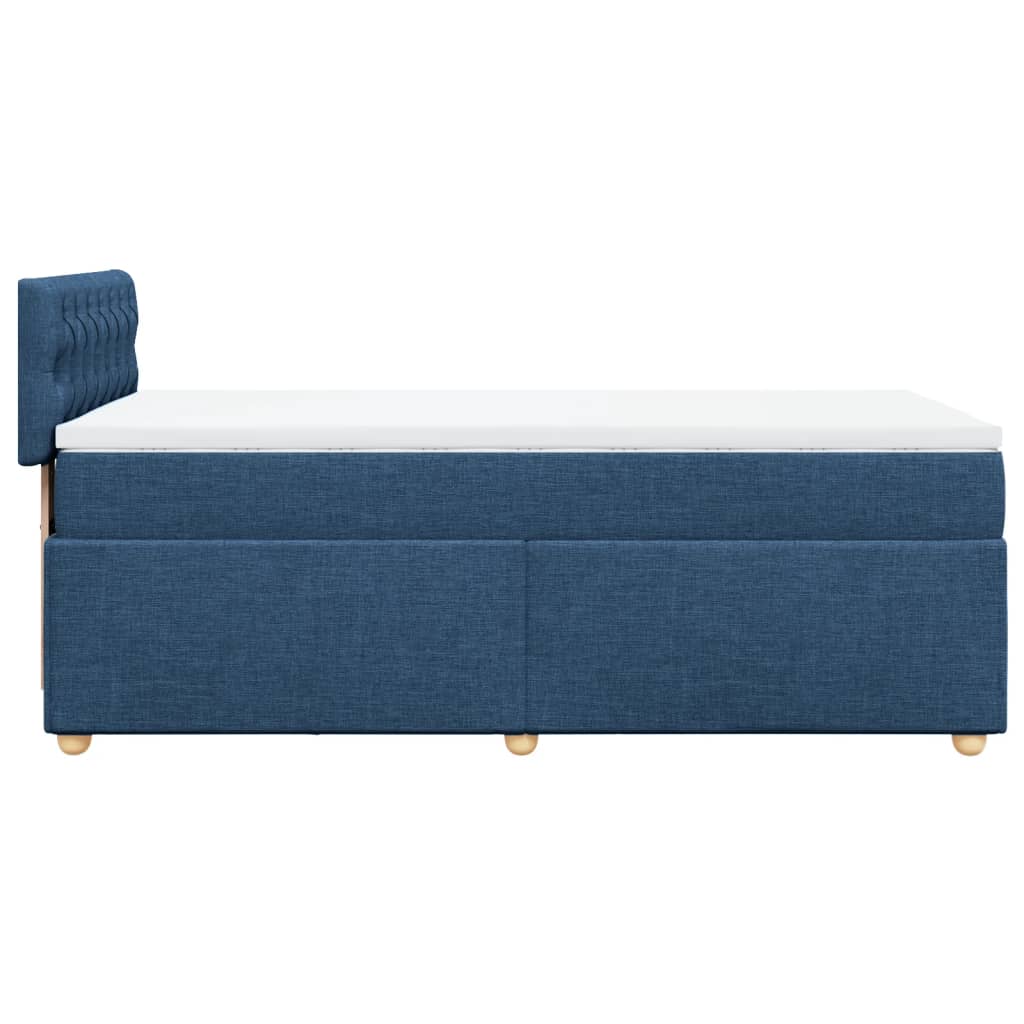 vidaXL Κρεβάτι Boxspring με Στρώμα Μπλε 90x200 εκ.Υφασμάτινο