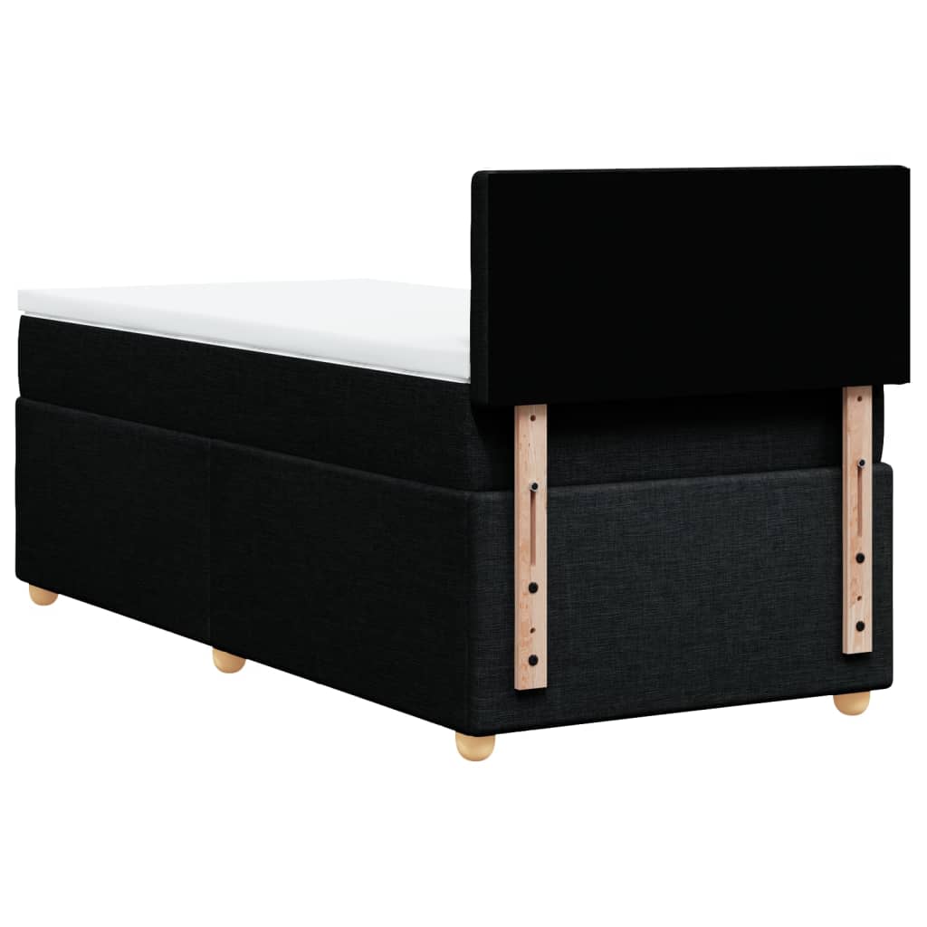 vidaXL Κρεβάτι Boxspring με Στρώμα Μαύρο 90x200 εκ. Υφασμάτινο