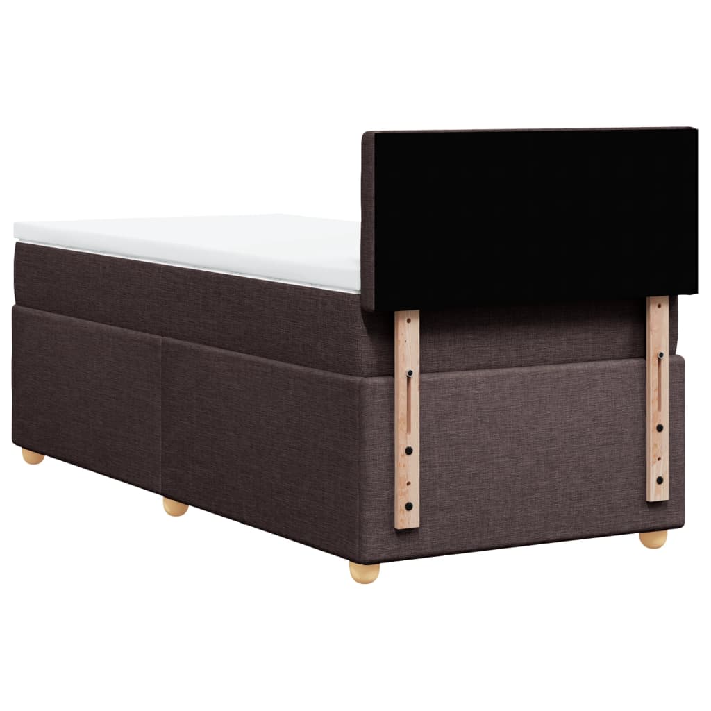 vidaXL Κρεβάτι Boxspring με Στρώμα Σκούρο Καφέ 90x200 εκ. Υφασμάτινο