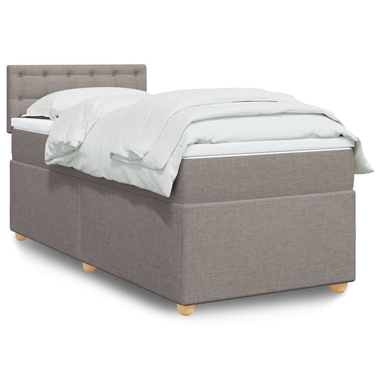 vidaXL Κρεβάτι Boxspring με Στρώμα Taupe 90x200 εκ. Υφασμάτινο