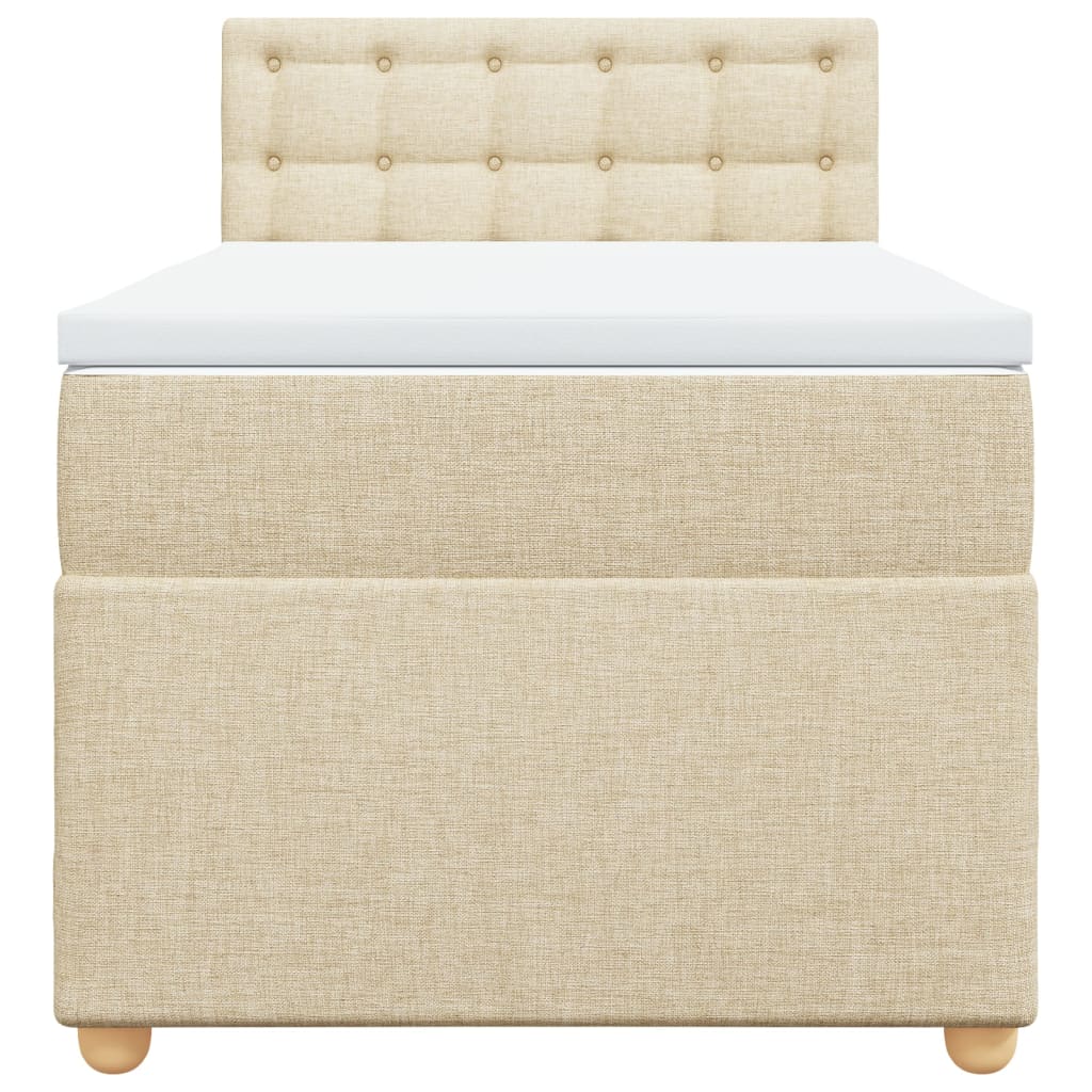 vidaXL Κρεβάτι Boxspring με Στρώμα Κρεμ 90x200 εκ.Υφασμάτινο