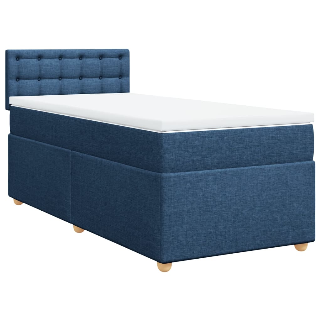 vidaXL Κρεβάτι Boxspring με Στρώμα Μπλε 90x200 εκ.Υφασμάτινο
