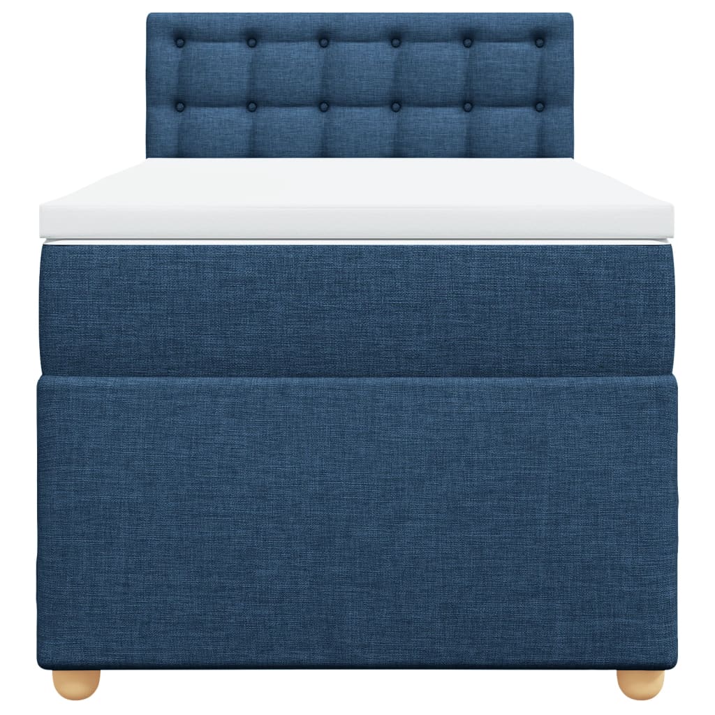 vidaXL Κρεβάτι Boxspring με Στρώμα Μπλε 90x200 εκ.Υφασμάτινο