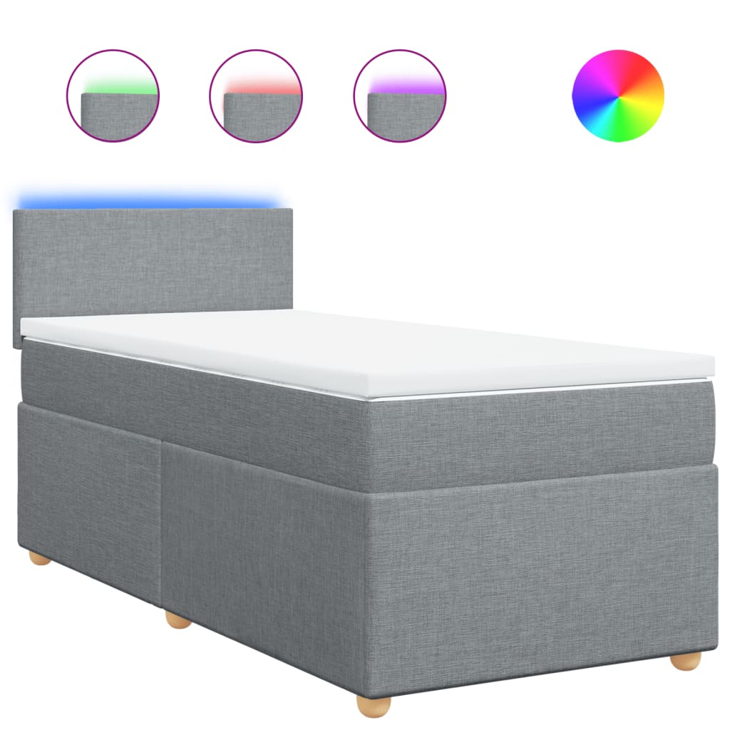 vidaXL Κρεβάτι Boxspring με Στρώμα Ανοιχτό Γκρι 100x200 εκ. Υφασμάτινο