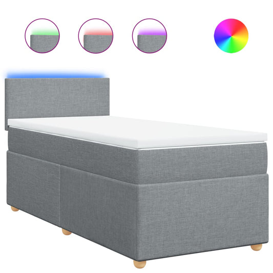 vidaXL Κρεβάτι Boxspring με Στρώμα Ανοιχτό Γκρι 100x200 εκ. Υφασμάτινο