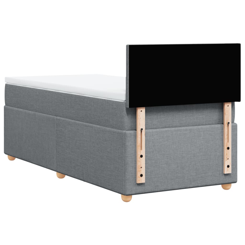 vidaXL Κρεβάτι Boxspring με Στρώμα Ανοιχτό Γκρι 100x200 εκ. Υφασμάτινο