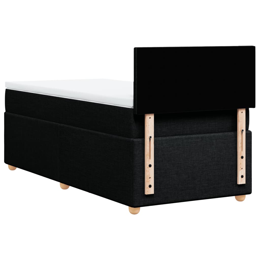 vidaXL Κρεβάτι Boxspring με Στρώμα Μαύρο 100 x 200 εκ. Υφασμάτινο