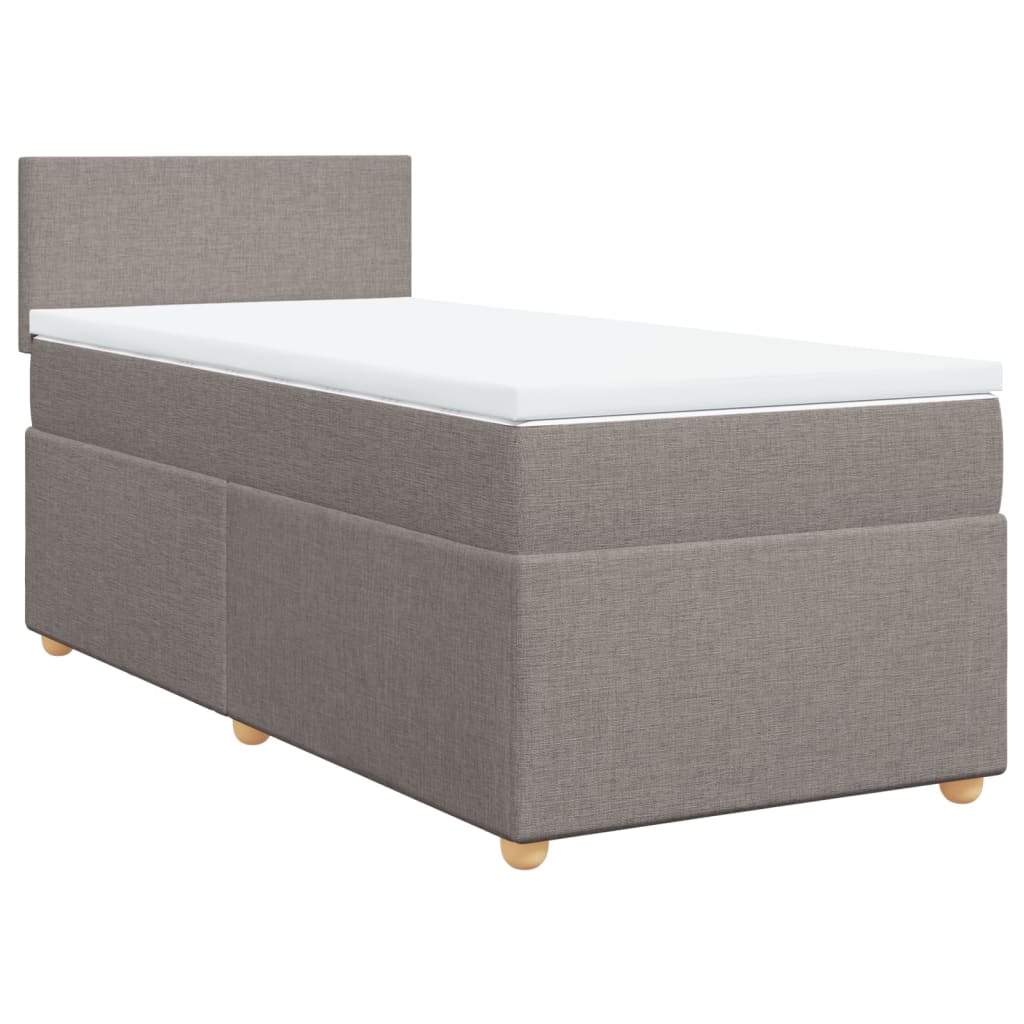 vidaXL Κρεβάτι Boxspring με Στρώμα Taupe 100 x 200 εκ. Υφασμάτινο