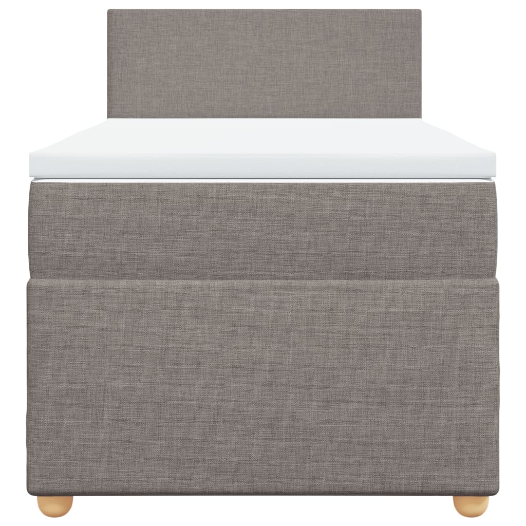 vidaXL Κρεβάτι Boxspring με Στρώμα Taupe 100 x 200 εκ. Υφασμάτινο